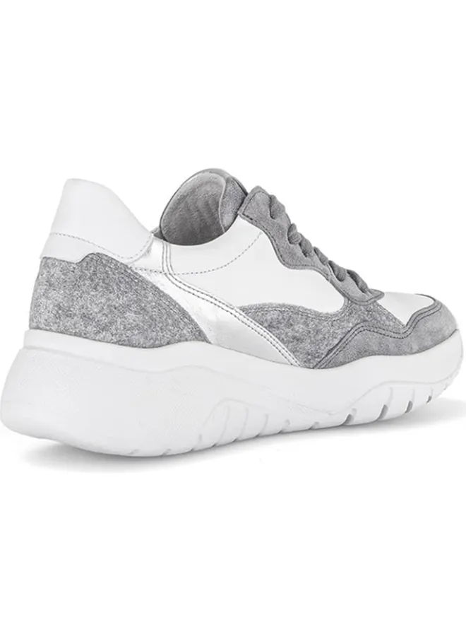 Gabor Sneakers^Leder-Sneakers in Weiß/ Grau/ Silber