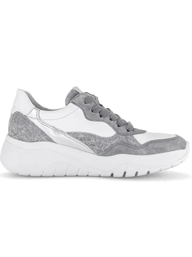 Gabor Sneakers^Leder-Sneakers in Weiß/ Grau/ Silber