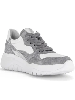 Gabor Sneakers^Leder-Sneakers in Weiß/ Grau/ Silber