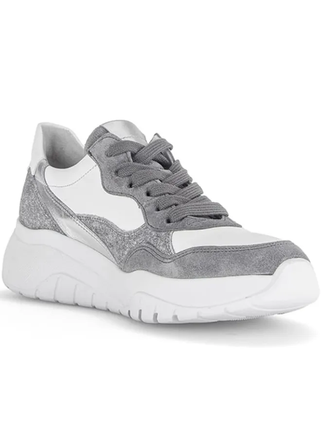 Gabor Sneakers^Leder-Sneakers in Weiß/ Grau/ Silber