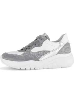 Gabor Sneakers^Leder-Sneakers in Weiß/ Grau/ Silber