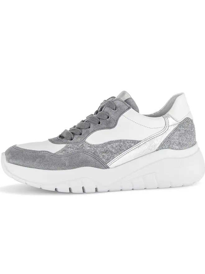 Gabor Sneakers^Leder-Sneakers in Weiß/ Grau/ Silber