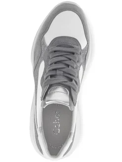 Gabor Sneakers^Leder-Sneakers in Weiß/ Grau/ Silber