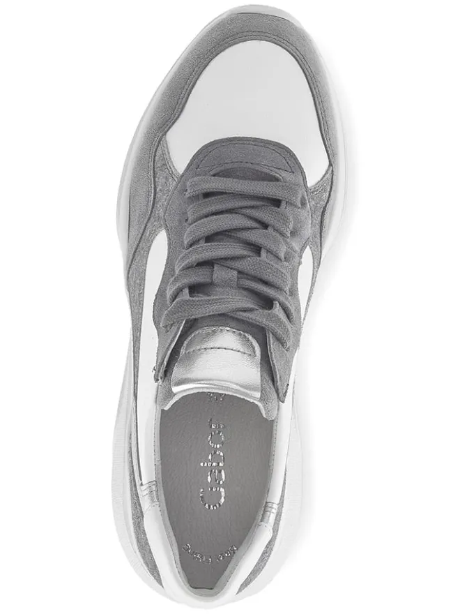 Gabor Sneakers^Leder-Sneakers in Weiß/ Grau/ Silber