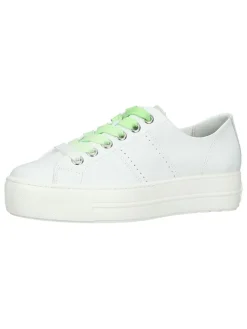 Paul Green Schnürschuhe^Leder-Sneakers in Weiß/ Grün