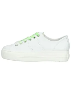 Paul Green Schnürschuhe^Leder-Sneakers in Weiß/ Grün