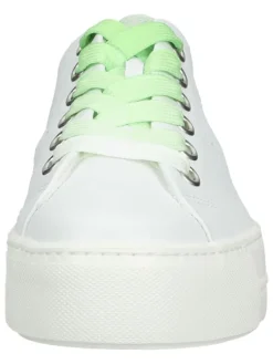 Paul Green Schnürschuhe^Leder-Sneakers in Weiß/ Grün