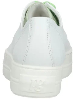 Paul Green Schnürschuhe^Leder-Sneakers in Weiß/ Grün