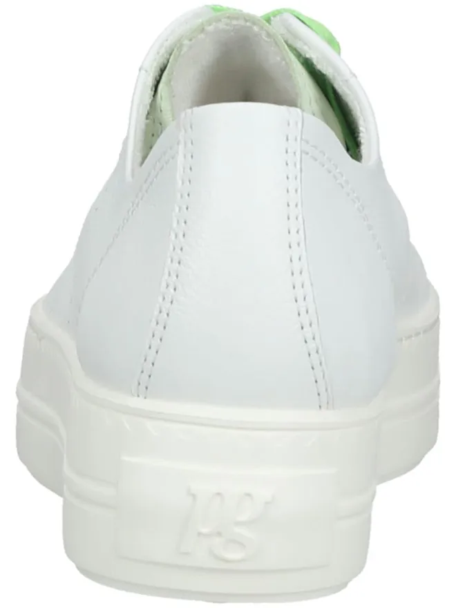 Paul Green Schnürschuhe^Leder-Sneakers in Weiß/ Grün