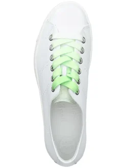 Paul Green Schnürschuhe^Leder-Sneakers in Weiß/ Grün