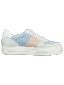 Leder-Sneakers in Weiß/ Hellblau/ Rosa><noscript><img width=