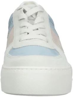 Leder-Sneakers in Weiß/ Hellblau/ Rosa><noscript><img width=