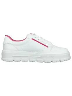 Paul Green Schnürschuhe^Leder-Sneakers in Weiß/ Pink