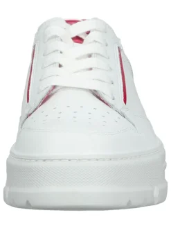 Paul Green Schnürschuhe^Leder-Sneakers in Weiß/ Pink