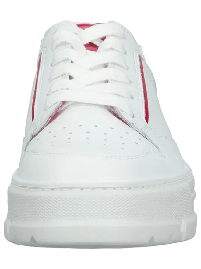 Paul Green Schnürschuhe^Leder-Sneakers in Weiß/ Pink