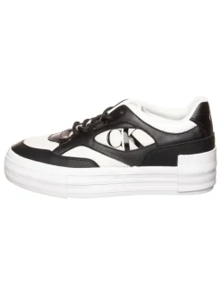 Leder-Sneakers in Weiß/ Schwarz>Calvin Klein Clearance