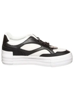 Leder-Sneakers in Weiß/ Schwarz>Calvin Klein Clearance
