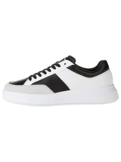 Leder-Sneakers in Weiß/ Schwarz>Calvin Klein New