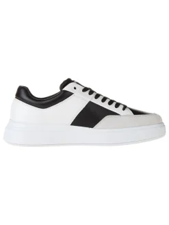 Leder-Sneakers in Weiß/ Schwarz>Calvin Klein New