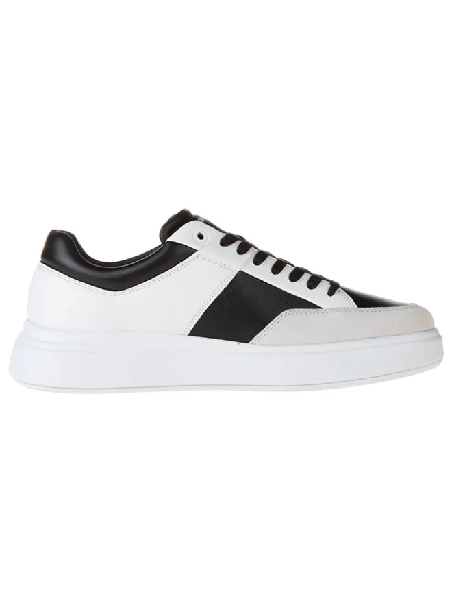 Leder-Sneakers in Weiß/ Schwarz>Calvin Klein New