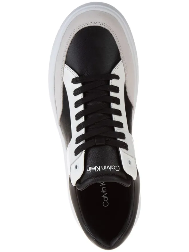 Leder-Sneakers in Weiß/ Schwarz>Calvin Klein New