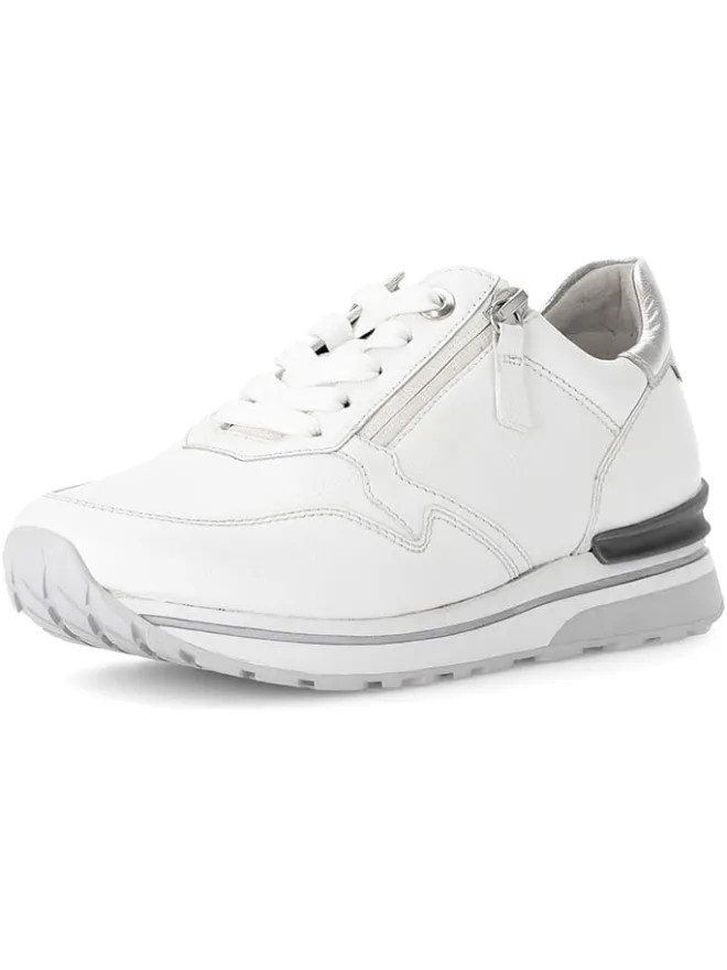 Leder-Sneakers in Weiß/ Silber>Gabor New