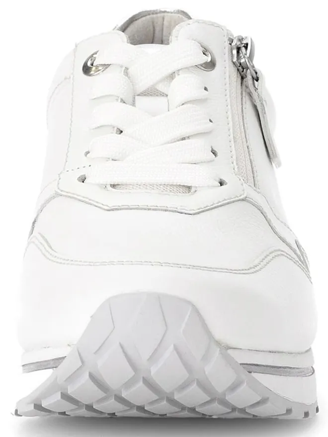 Leder-Sneakers in Weiß/ Silber>Gabor New