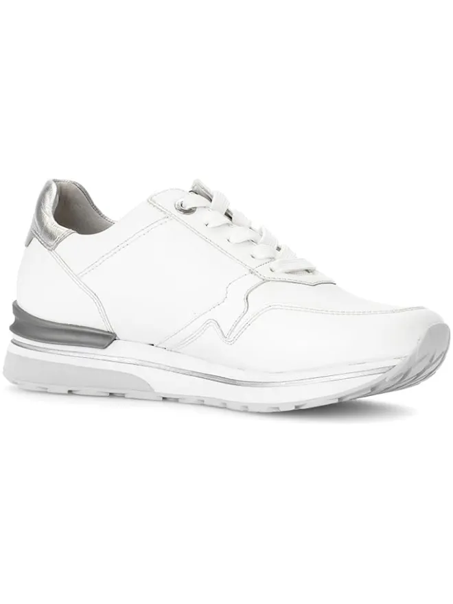 Leder-Sneakers in Weiß/ Silber>Gabor New