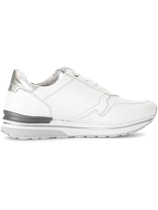 Leder-Sneakers in Weiß/ Silber>Gabor New