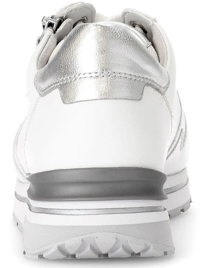 Leder-Sneakers in Weiß/ Silber>Gabor New