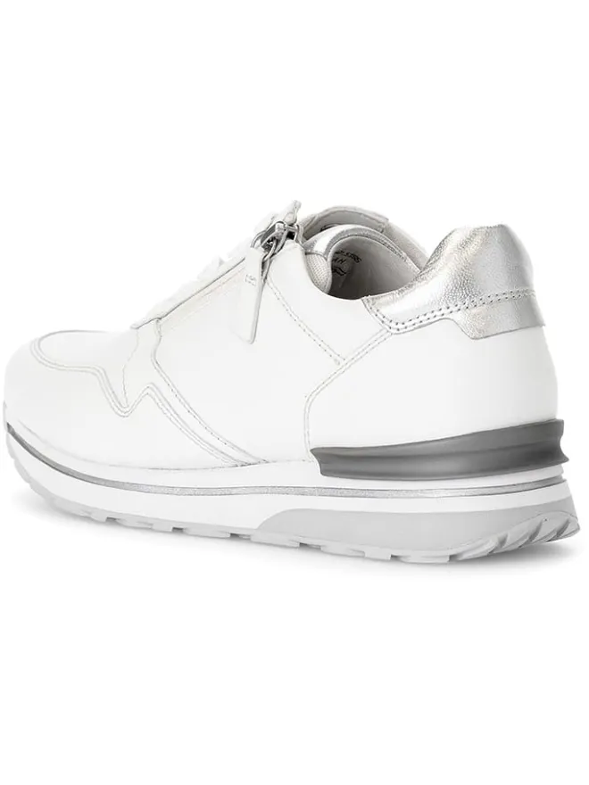 Leder-Sneakers in Weiß/ Silber>Gabor New