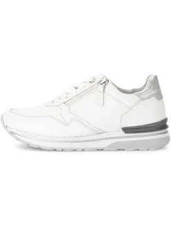 Leder-Sneakers in Weiß/ Silber><noscript><img width=