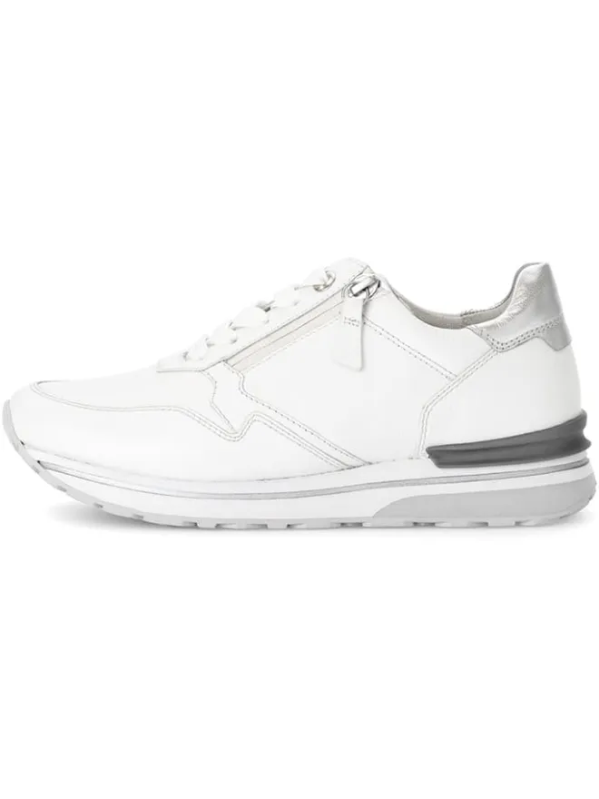 Leder-Sneakers in Weiß/ Silber>Gabor New
