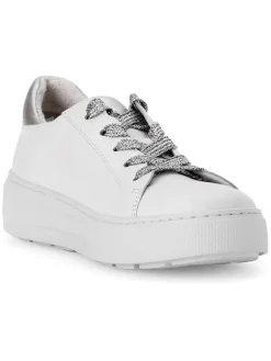 Leder-Sneakers in Weiß/ Silber><noscript><img width=