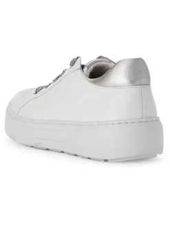 Leder-Sneakers in Weiß/ Silber><noscript><img width=