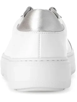 Leder-Sneakers in Weiß/ Silber><noscript><img width=