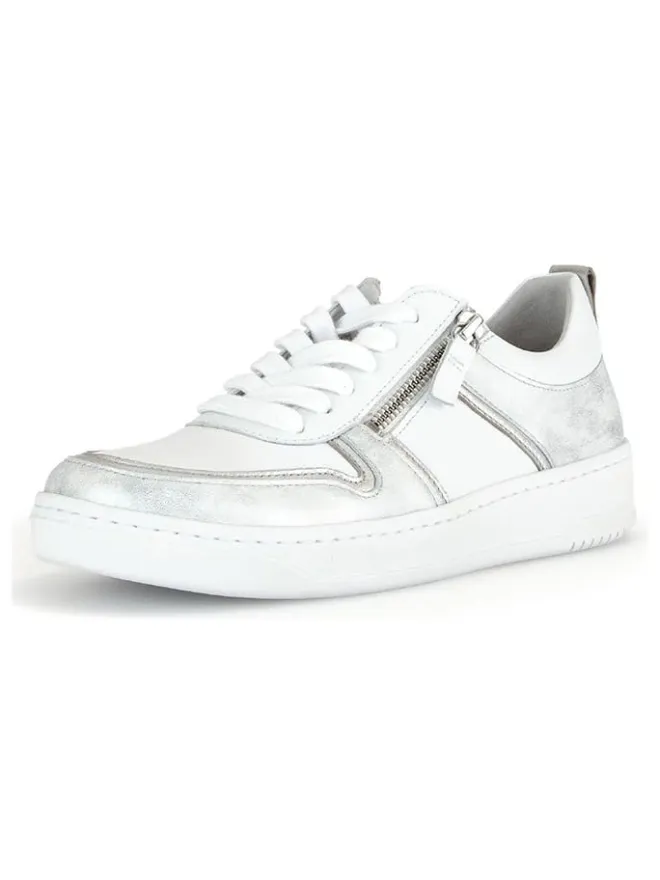 Leder-Sneakers in Weiß/ Silber>Gabor Online