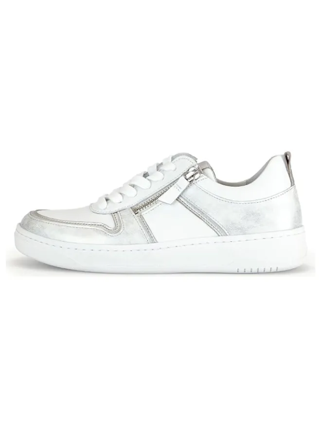 Leder-Sneakers in Weiß/ Silber>Gabor Online