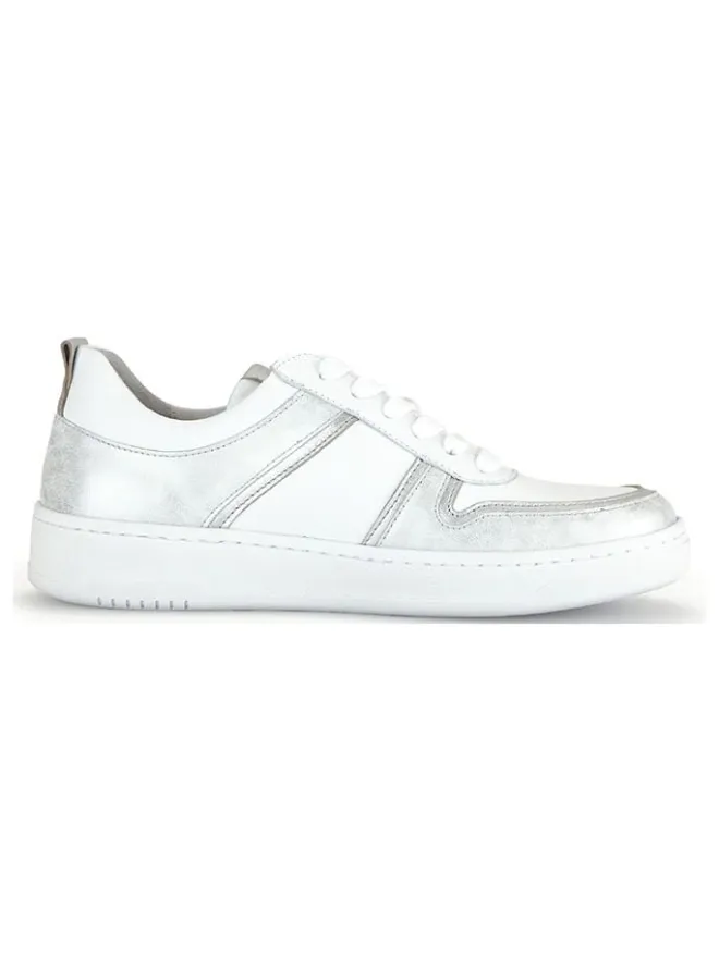 Leder-Sneakers in Weiß/ Silber>Gabor Online