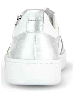 Leder-Sneakers in Weiß/ Silber><noscript><img width=