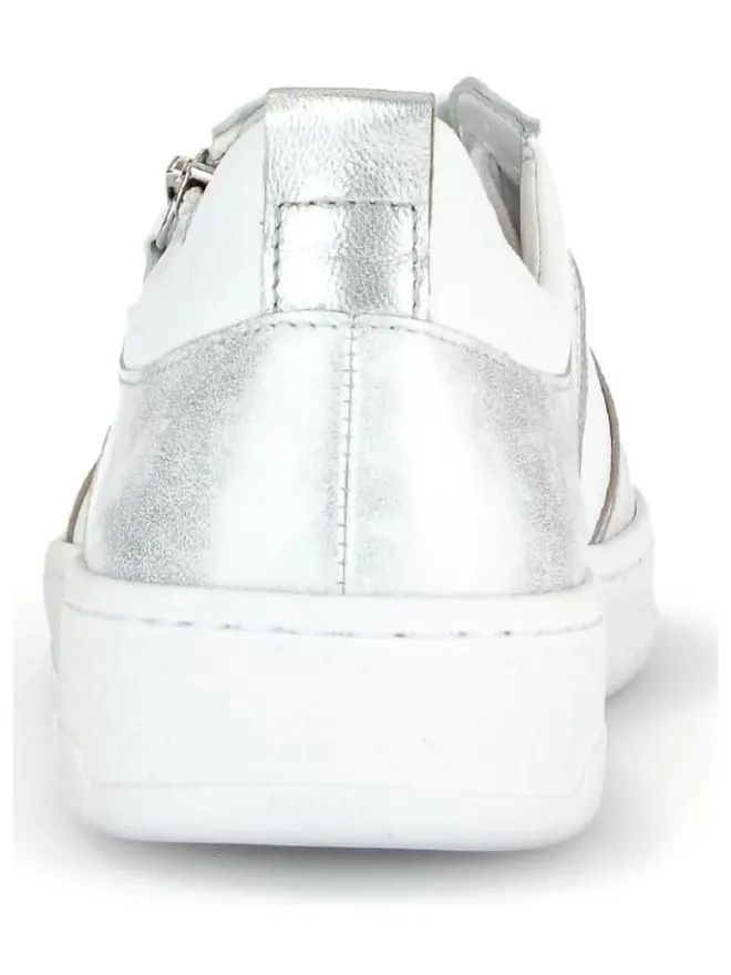 Leder-Sneakers in Weiß/ Silber>Gabor Online