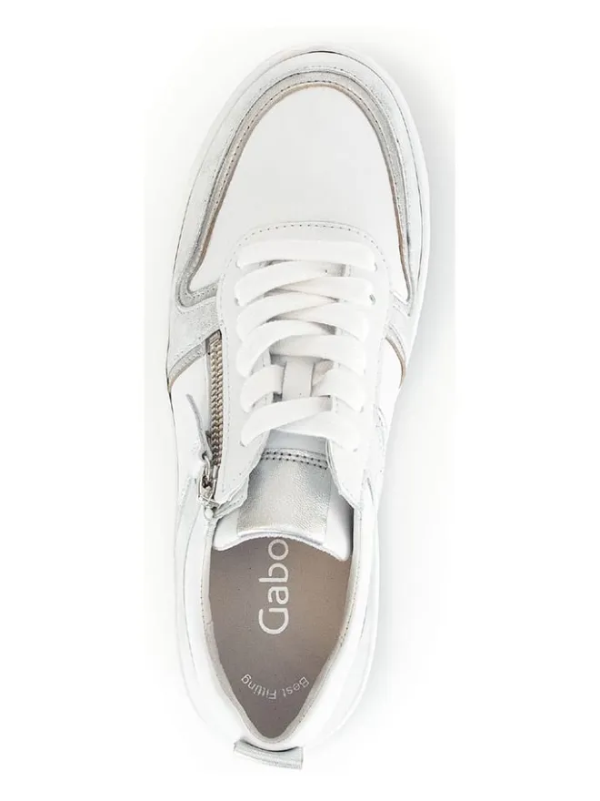 Leder-Sneakers in Weiß/ Silber>Gabor Online