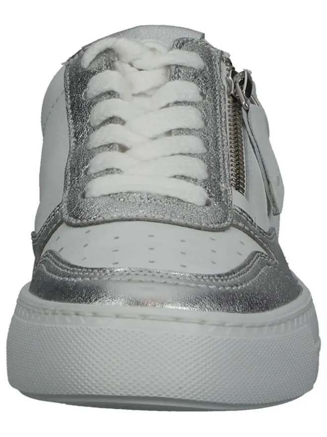 Paul Green Schnürschuhe^Leder-Sneakers in Weiß/ Silber