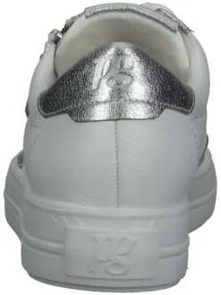 Paul Green Schnürschuhe^Leder-Sneakers in Weiß/ Silber