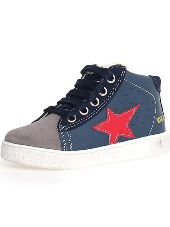 Leder-Sneakers "Pinn" in Dunkelblau/ Grau>Naturino Hot