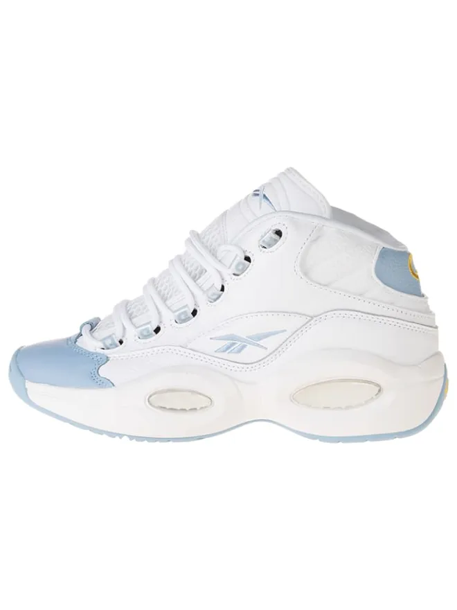 Reebok Sneakers^Leder-Sneakers "Question Mid" in Weiß/ Hellblau