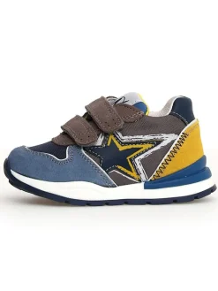 Naturino Sneakers^Leder-Sneakers "Roy" in Blau/ Gelb/ Hellbraun