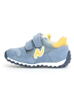 Naturino Sneakers^Leder-Sneakers "Sanny" in Hellblau/ Gelb