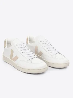 Leder-Sneakers "V 12" in Weiß/ Beige>Veja Outlet