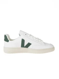 Leder-Sneakers "V 12" in Weiß/ Grün>Veja Online